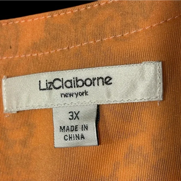 Beautiful Liz Claiborne Bohemian Peach Floral Tunic Top - Picture 4 of 9